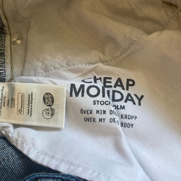 NWT Cheap Monday Sonic Shorts Encore Blue Denim - Picture 6 of 8